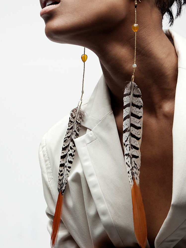 Adha Zelma Star Feather Earrings